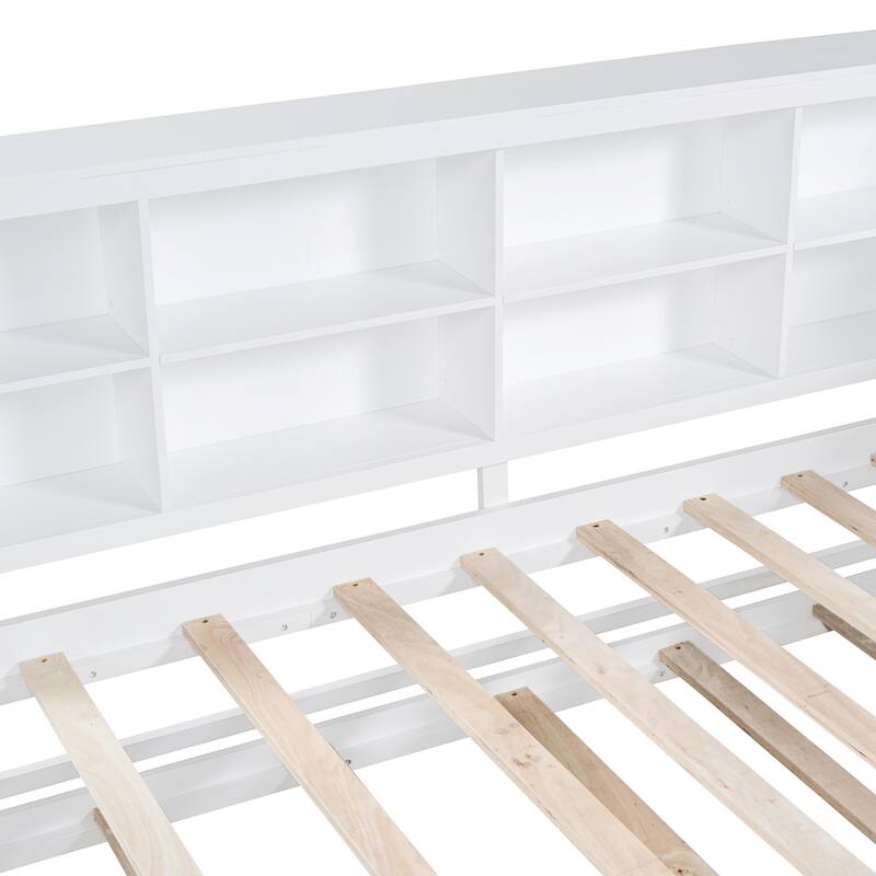 Wooden Twin Size DayBed with Twin Trundle, DayBed with Storage Shelf and USB Charging Ports