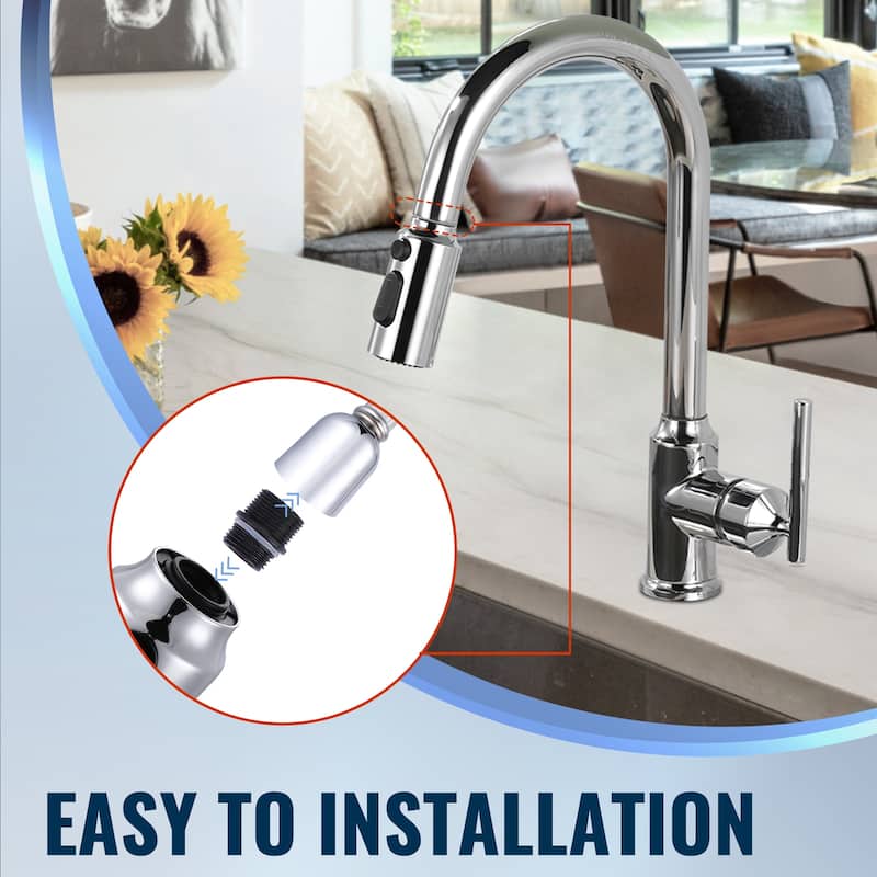 WOWOW Stainless Steel Pull Down Kitchen Faucet Sprayer with 9 Adapters