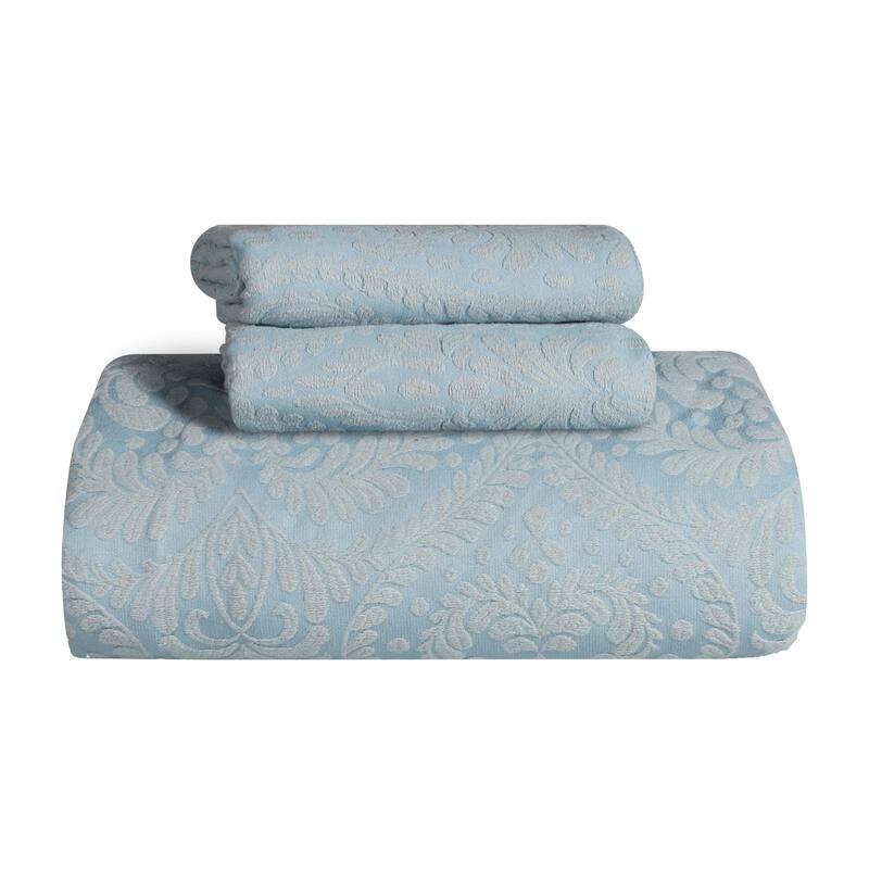 Superior Aspen Jacquard Floral Scalloped Edges Cotton Blend Bedspread Set
