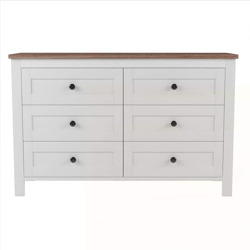 Farmhouse Style Wooden Dresser with 6 Drawer