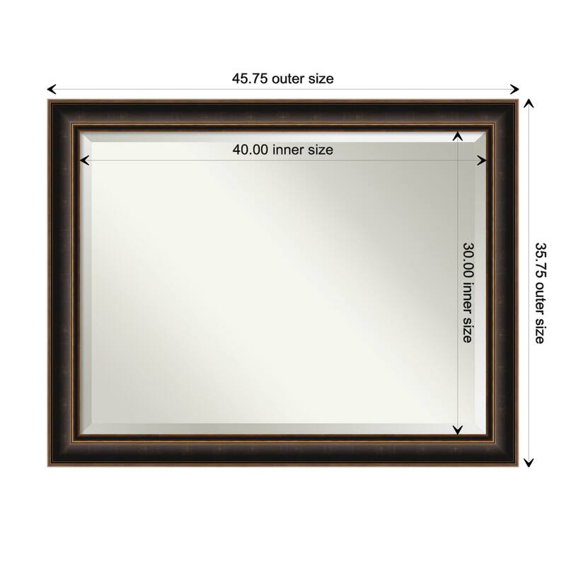 Villa Oil Rubbed Bronze Beveled Wood Framed Bathroom Vanity Wall Mirror - Villa Oil Rubbed Bronze - Glass Size 40x30