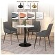 preview thumbnail 6 of 31, Bristol 27" Round Dining Table for 4 with Solid Wood Tabletop in Sleek Black Pedestal Base for Kitchen & Dining Room - 27.56"