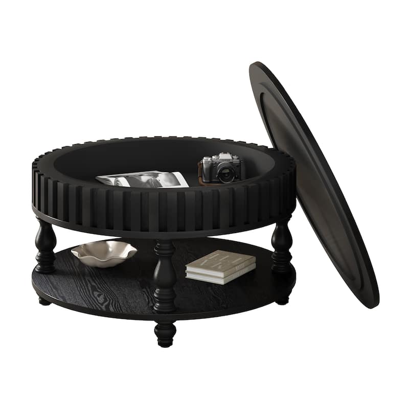 GDF Studio - Farmhouse Wooden Storage Coffee Table with Flip-Top