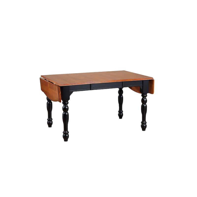 72" Black Cherry Brown Finish Drop Leaf Extendable Dining Table