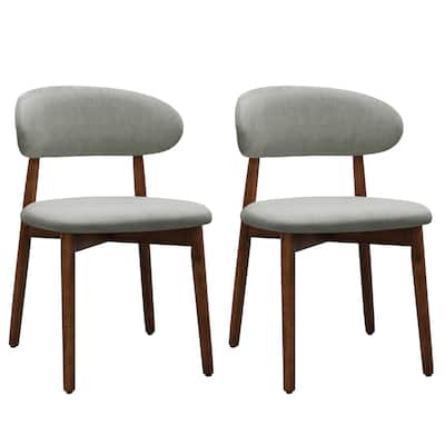 Flannelette Upholstered Dining Chair with Walnut Solid Wood Legs, Armless Chair Set of 2 for Kitchen, Restaurant, Living