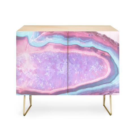 Deny Designs Serenity and Rose Agate with Amethyst Crystals Credenza (Birch or Walnut, 2 Leg Options)