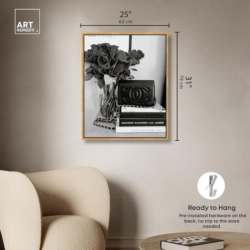 Classic Bag and Roses Canvas by Art Remedy
