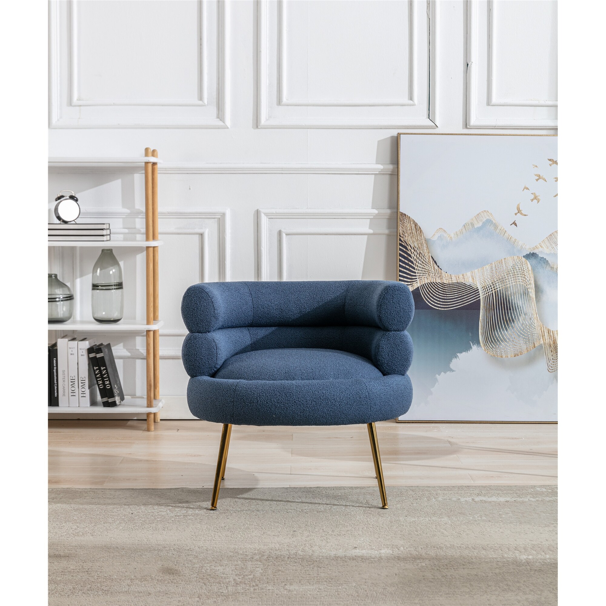 Stylish Tufted Chaise Lounge Chair for Small Spaces Navy Bed