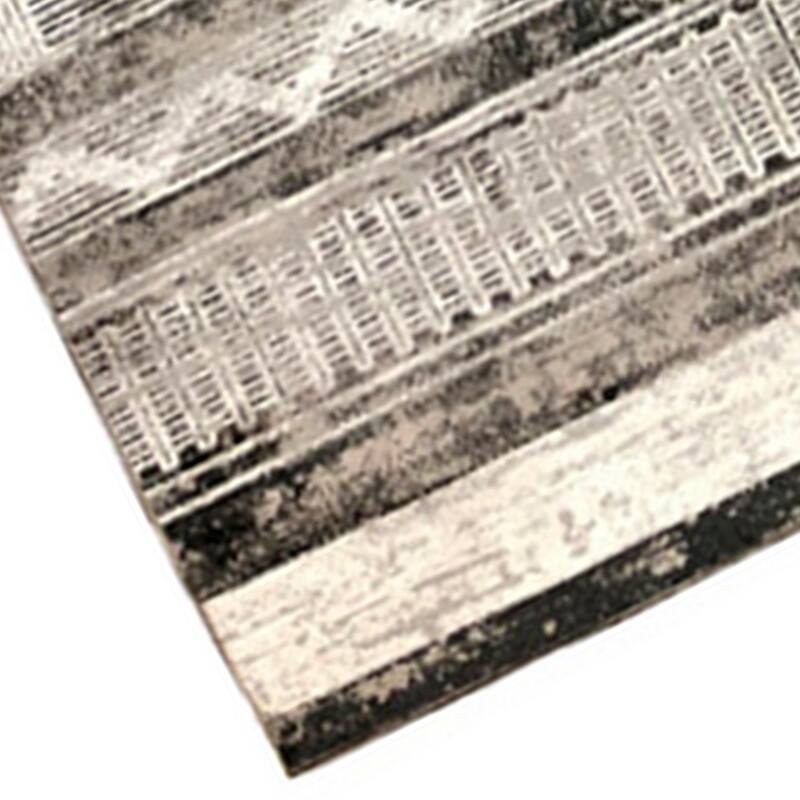 Chia 5 x 7 Area Rug, Woven Tribal Design, Cream and Black Polyester Fabric - 5 x 7