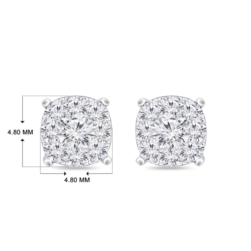 Auriya 14k Gold 1/4ctw Cushion Pave Diamond Stud Earrings (H-I, I1-I2)