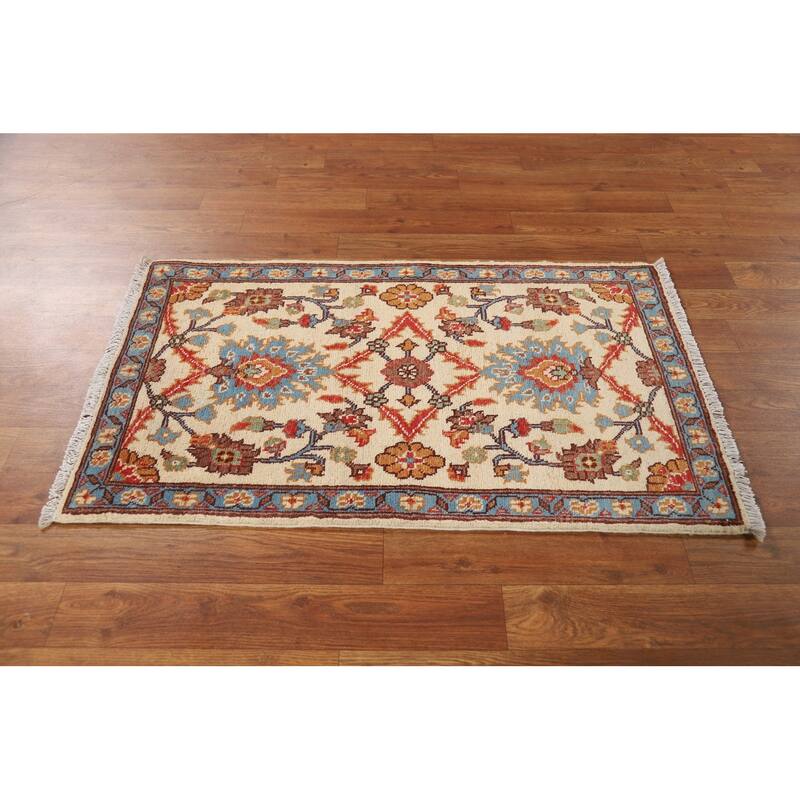 Floral Kazak Oriental Foyer Rug Hand-Knotted Wool Carpet - 2'0"x 3'0"