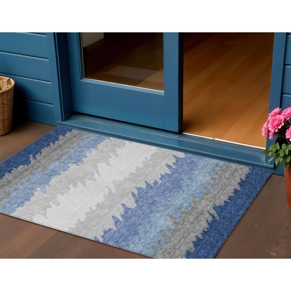 HomeRoots Striped Transitional Rectangle Outdoor Rug