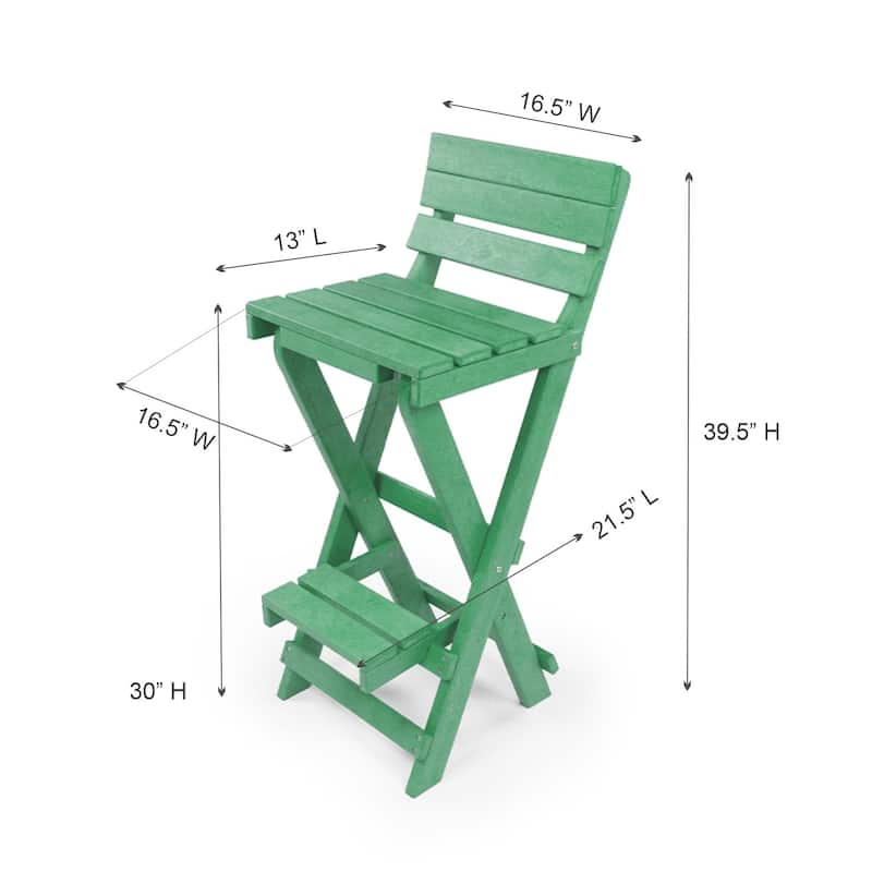 Harbor Point Fully Assembled All-Weather Recycled HDPE Outdoor Folding Bar Stool