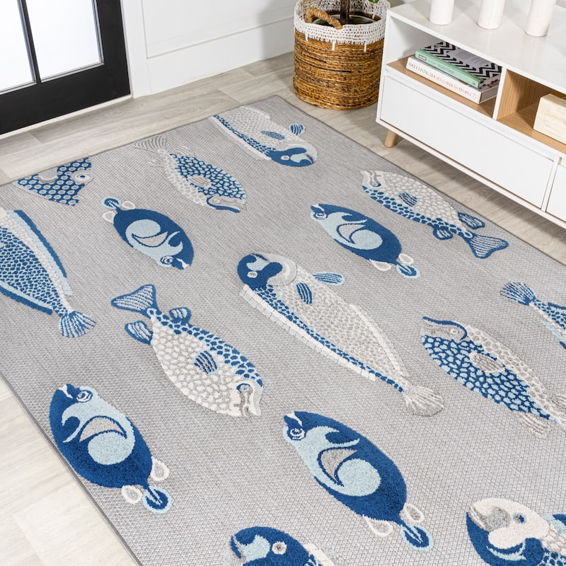 JONATHAN Y Aranciata Modern Fish High-Low Indoor/Outdoor Area Rug