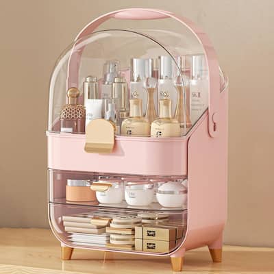 Makeup Skincare Holder Bathroom Counter Storage Box Cosmetic Display Cases - 11.7"D x 11.7"W x 15.6"H