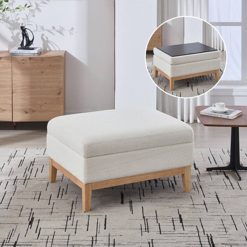 33.86"W Upholstered Storage Ottoman With Reversible Lid Coffee Table