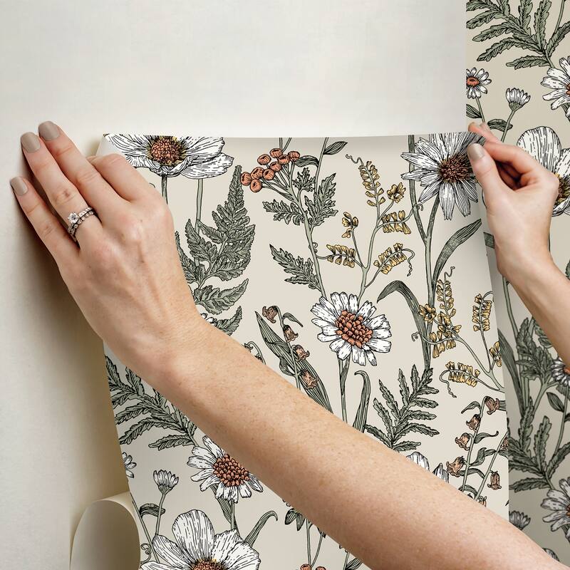Spring Meadow Cream Peel and Stick Wallpaper