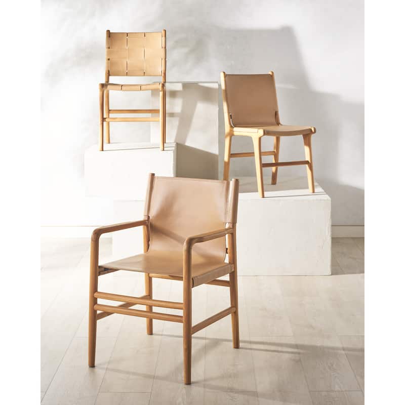 SAFAVIEH Couture Cassaphina Solid Wood Arm Chair, Fully Assembled - 22"W x 23"D x 34"H