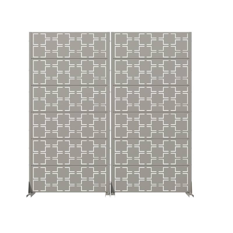 Outdoor Freestanding Metal Privacy Screen Decorative Garden Fence Set of 2