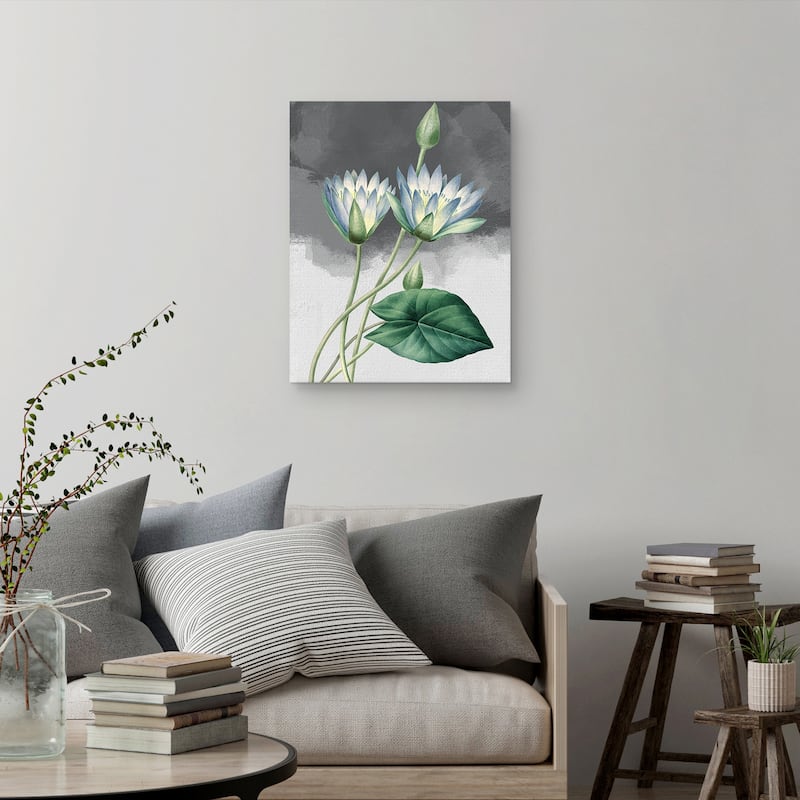 Blue Lotus Grey by Design Lab Canvas Art Print