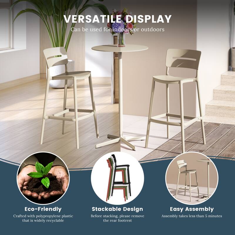 Frond and Form 29.5 Inch Outdoor Bar Stool (Set of 2)