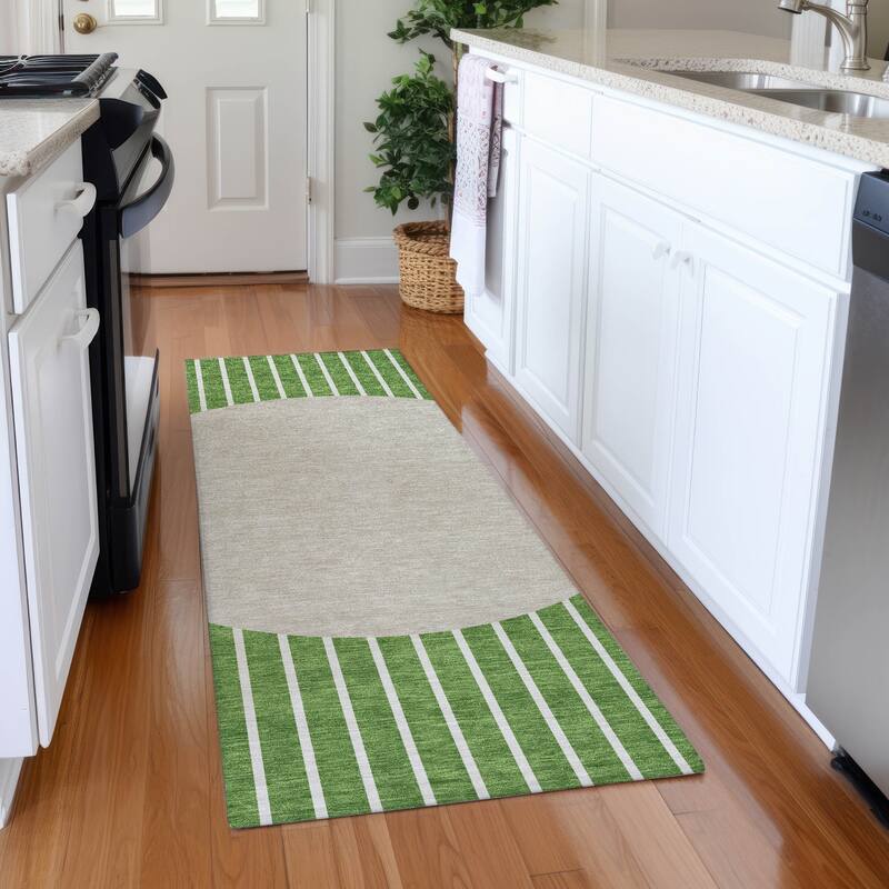 Premium Washable Super Soft Modern Zen Mayfield Rug - Green - 2'3" x 7'6"