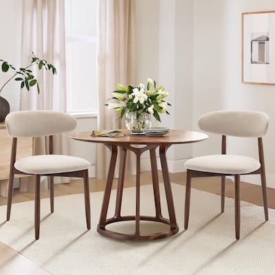 Modern Fabric Upholstered Kitchen Side Chairs, Farmhouse Dining Room Chair with Foot Pegs