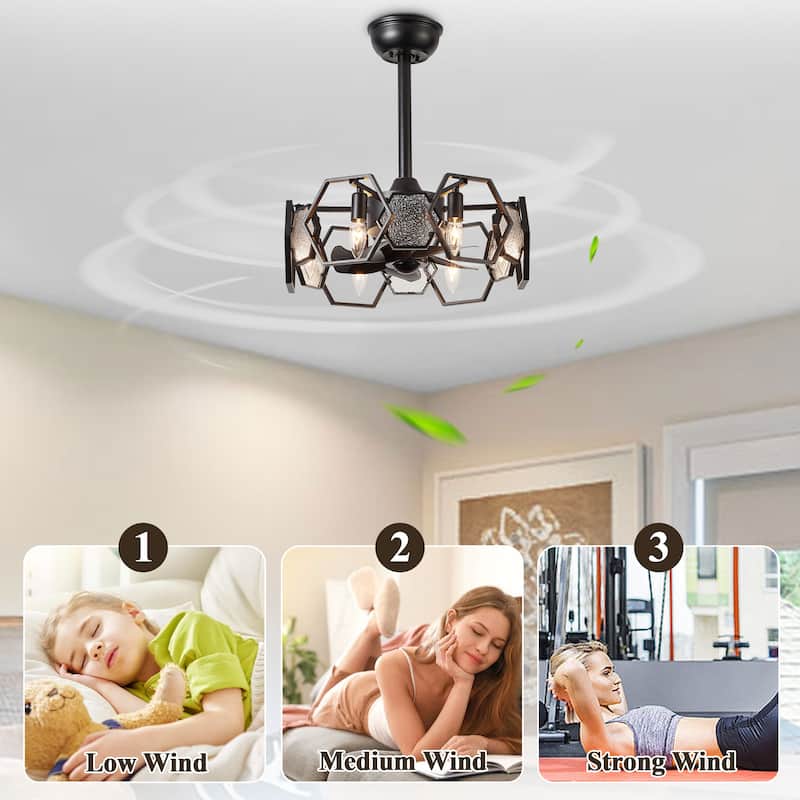 Bella Depot 19" Indoor Industrial Ceiling Fan with Light and Remote