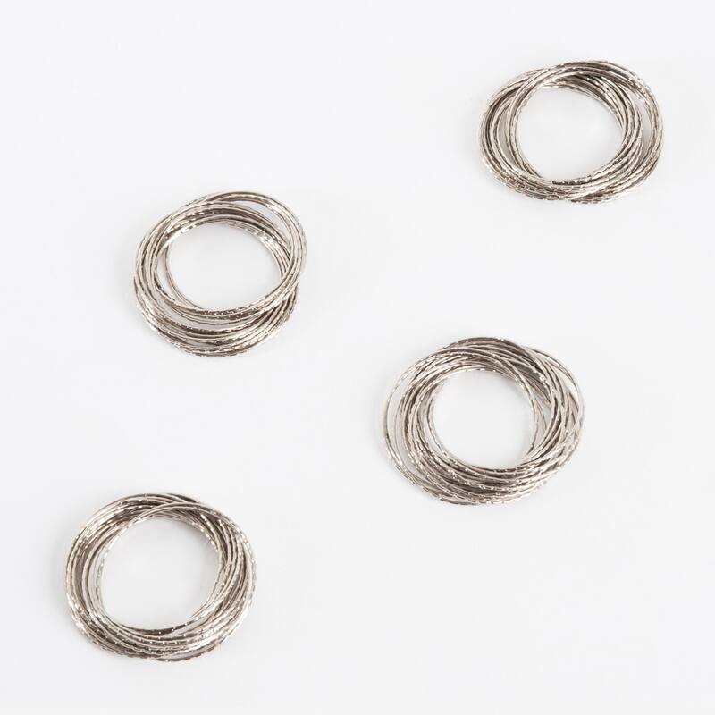 Metallic Metal Bangled Napkin Ring - set of 4 pcs
