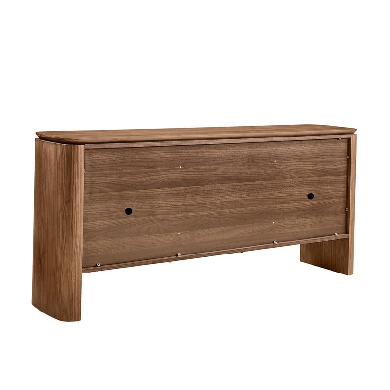 Spruce & Spring Modern Walnut Sideboard with Travertine Accent Handle, Minimalist Storage Console