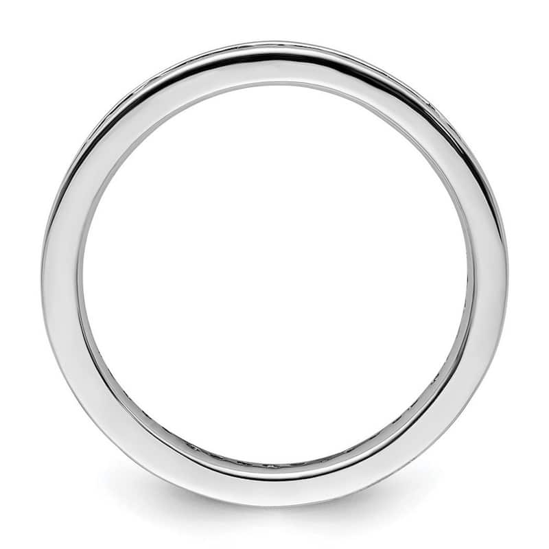 Curata 2.5mm 925 Sterling Silver Channel set Stackable Expressions Polished Created Emerald Ring
