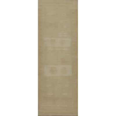 Hand Woven Oriental 100% Wool Carpet Southwestern Tribal Beige & Ivories Kilim Runner Rug - 7' 11'' X 2' 3''