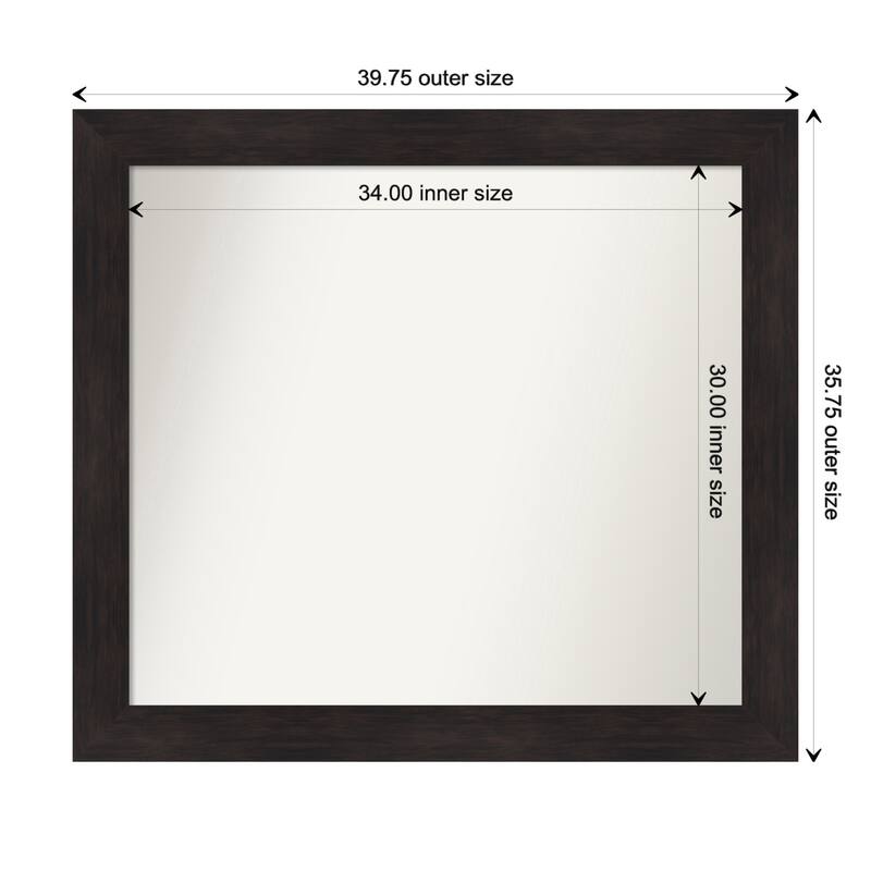 Furniture Espresso Framed Non-Beveled Custom Wall Mirror, Bathroom Vanity Mirror - Outer Size: 39.75 x 35.75