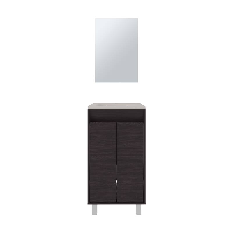 Mirror Bathroom Vanity Cabinet,With two Doors,Two Shelves,Black