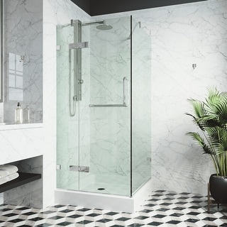 VIGO Monteray 32"D x 32"W x 79"H Frameless Hinged Shower Enclosure and Base