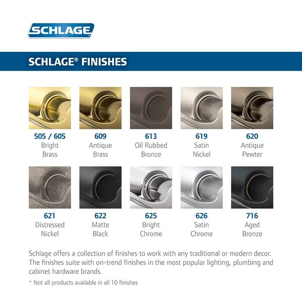 Brass Schlage F58-ADD Addison Single Cylinder Exterior Entrance Handleset