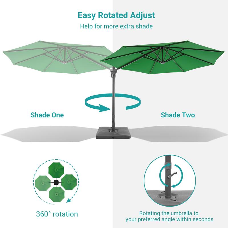 BONOSUKI Outdoor 11Ft UV Protection Patio Cantilever Umbrella w/Base