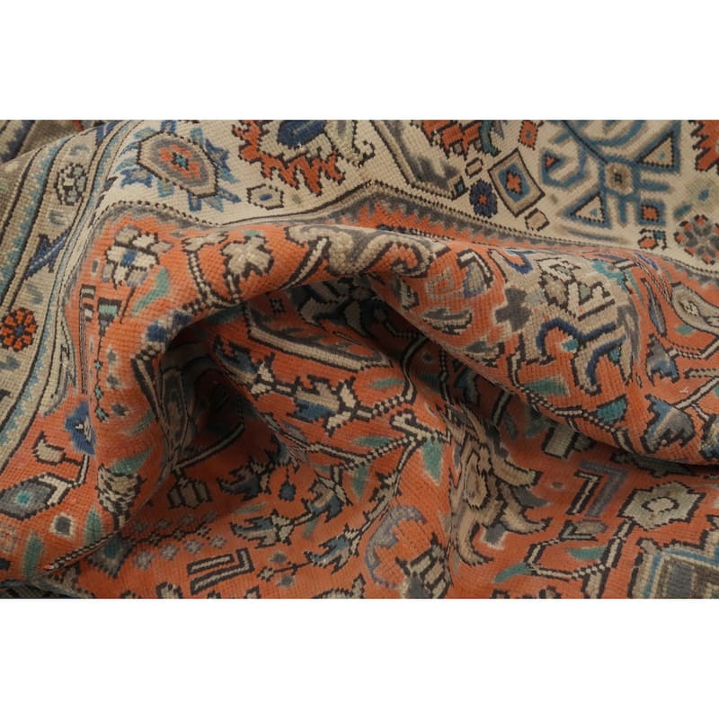 Hand Knotted Oriental 100% Wool Carpet Traditional Floral Oranges & Rust Tabriz Area Rug - 12' 8'' X 9' 7''