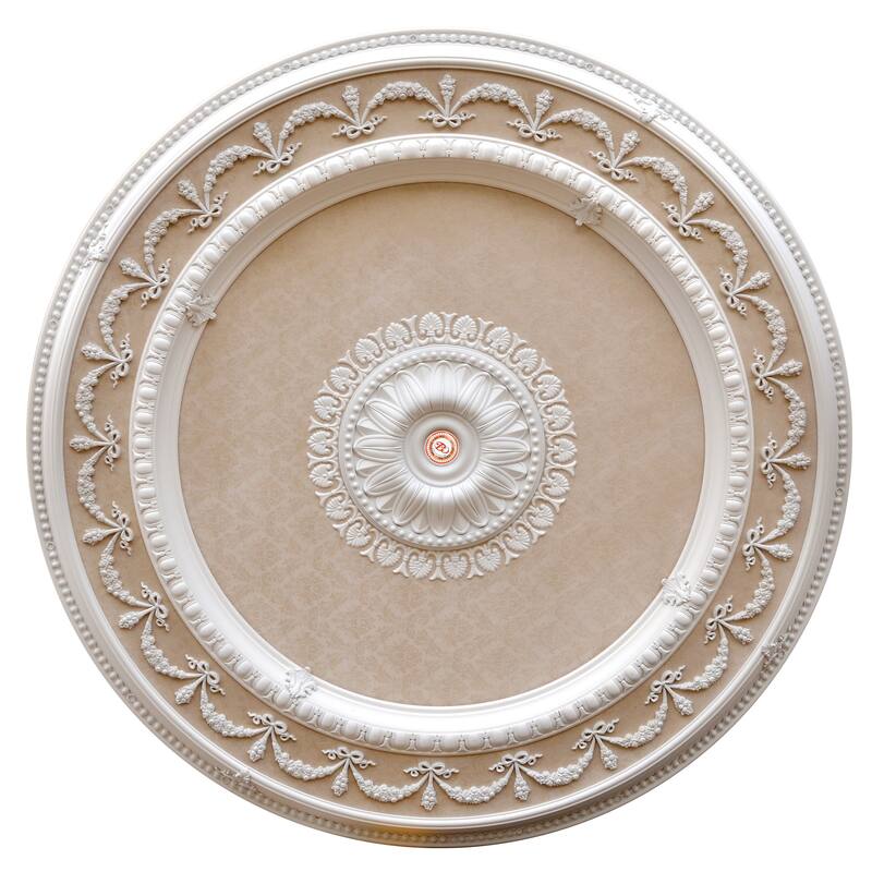 Blanco Wreath Round Chandelier Ceiling Medallion 63 - White