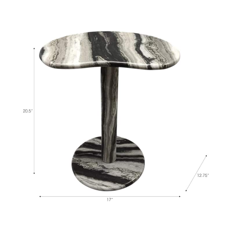 Marble Stone Accent Table Organic Pattern Savoir Design - 21" Black - 17.75" x 12.75" x 20.5"