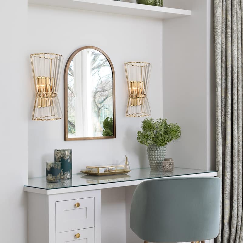 Luxury 2-Light 23.6" Wall Sconce Modern Gold Bathroom Vanity Lights - 23.6-in H x 4.72-in W x 2.4-in D