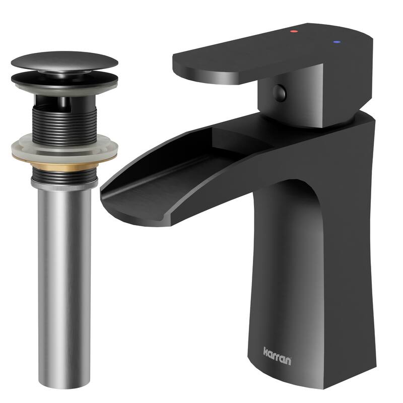 Karran Kassel Single Hole Single Handle Basin Bathroom Faucet with Matching Pop-up Drain - Gunmetal Grey