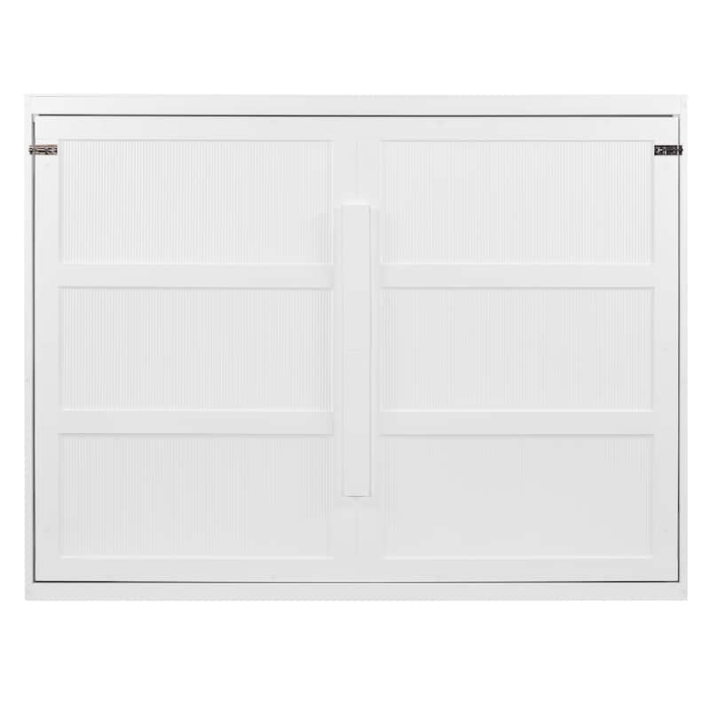 Folding Wall Cabinet Bed Queen Size Murphy Bed with LED Lights