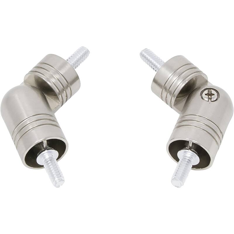MERIVILLE Hinged Elbow Connector - Designed for Bay Window Curtain Rods or Corner Drapery Rods up to 1-inch Diameter - Satin Nickel - For 1" rod