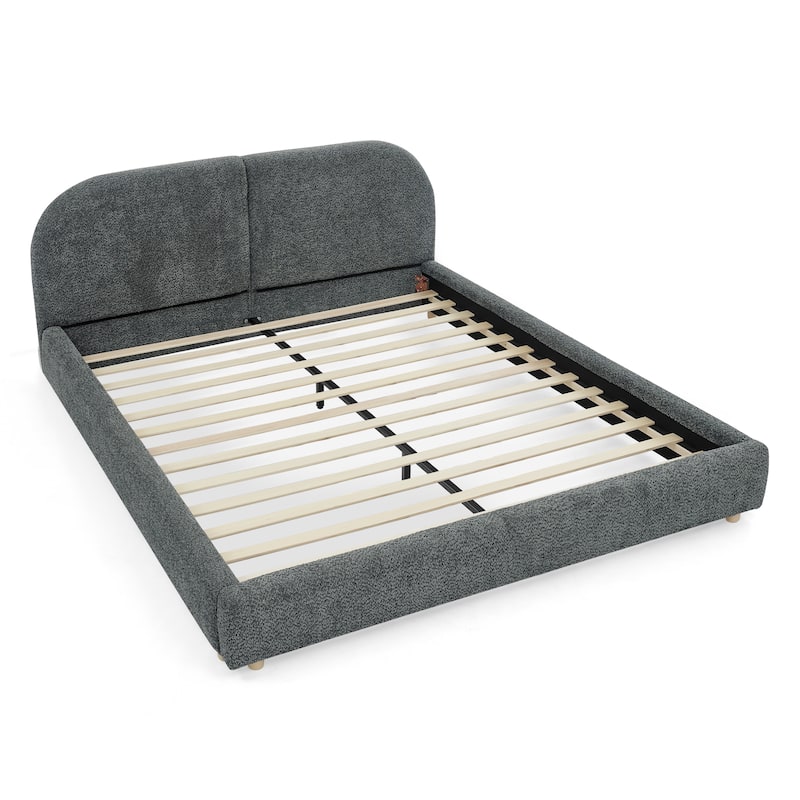 Queen Size Upholstered Bed Frame with Tall Headboard