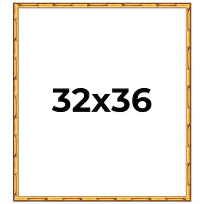 32x36 Frame Gold Bamboo Picture Frame Modern Photo Frame Includes UV Acrylic Shatter Guard Front Acid Free Foam Backing Board
