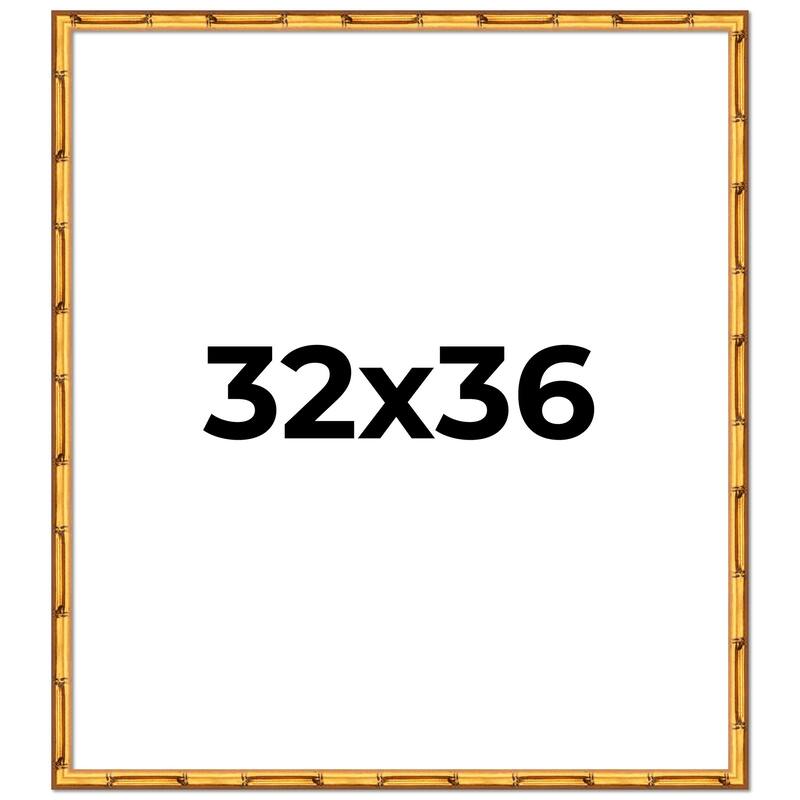 32x36 Frame Gold Bamboo Solid Wood Picture Frame | 1 Inch Moulding