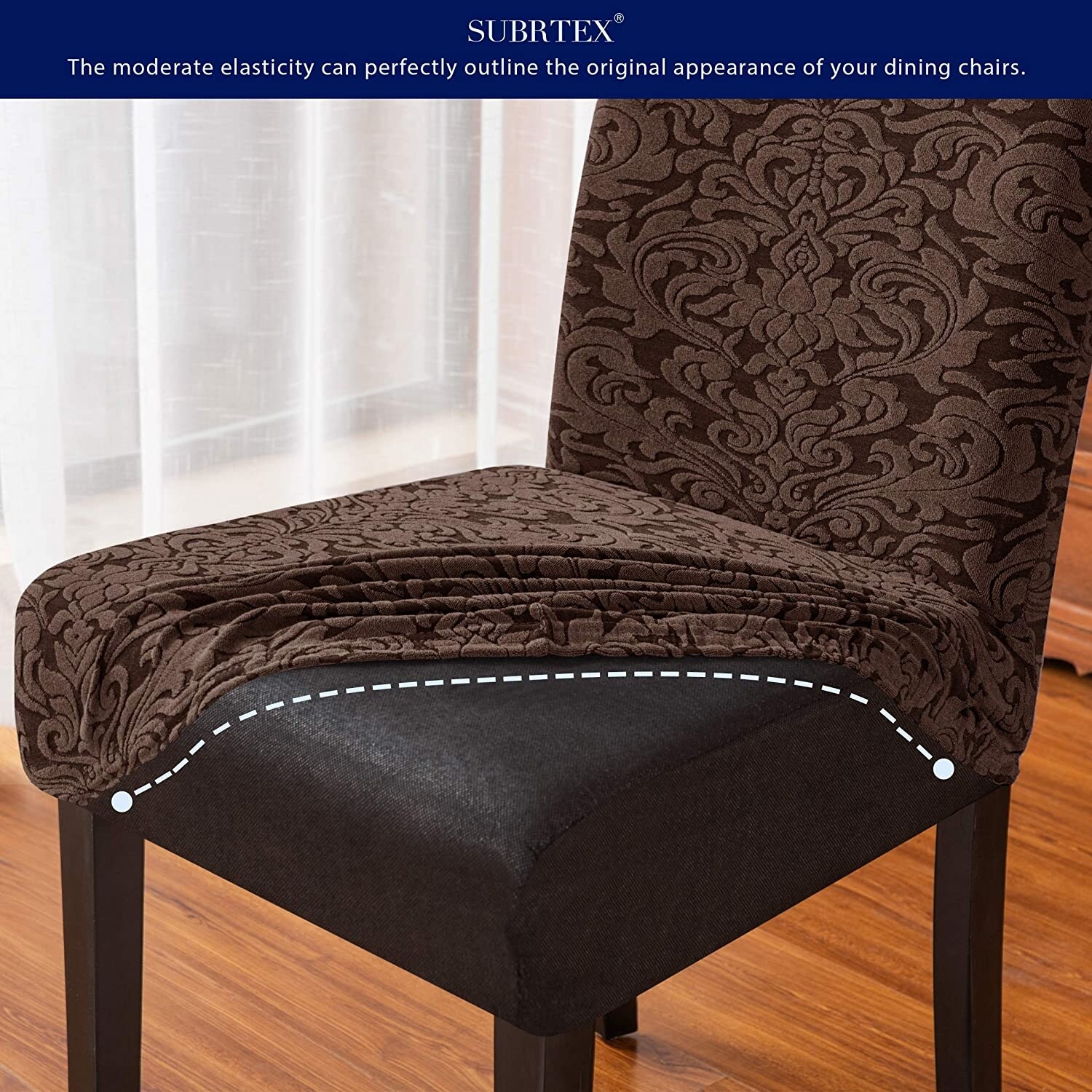 Subrtex Jacquard Dining Room Chair Slipcovers Sets Stretch Furniture