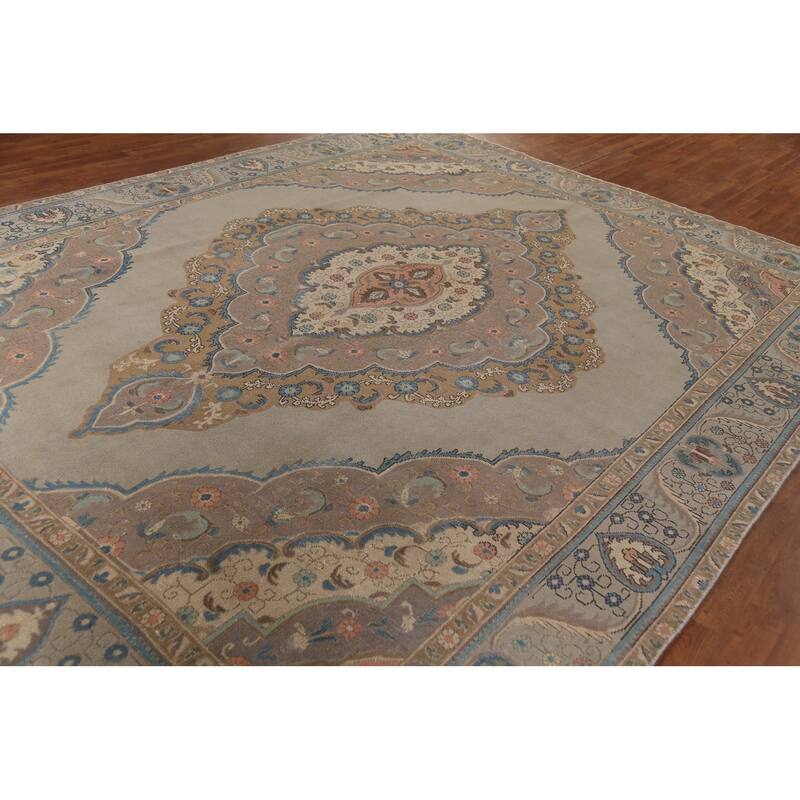 Tabriz Persian Vintage Area Rug Hand-Knotted Wool Carpet - 9'8"x 12'9"