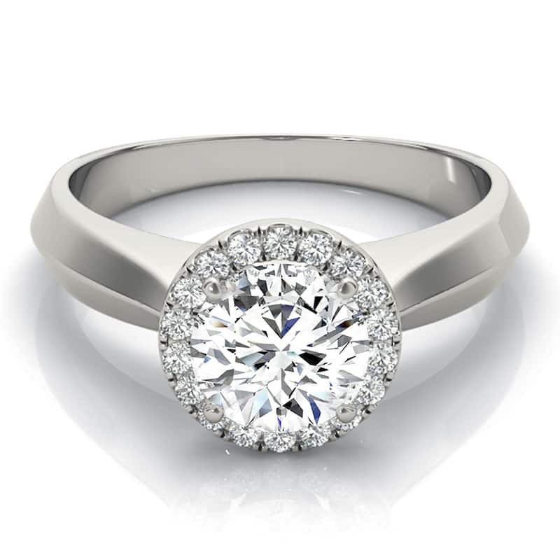 Auriya 14k White Gold Lab Grown Round Diamond Halo Engagement Ring 0.50 to 5.00 ct. tw. (F-G VS)